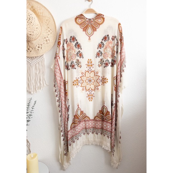 Lovestitch Boho Open Front Kimono Duster One Size - Picture 5 of 9
